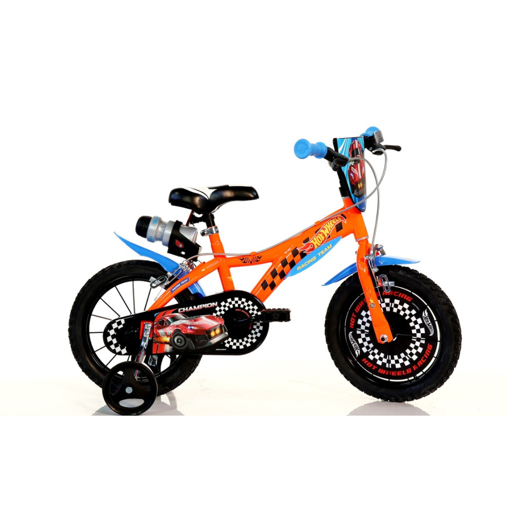 Dino Hot Wheels 14inch Kids Bike with Stabilisers - Orange