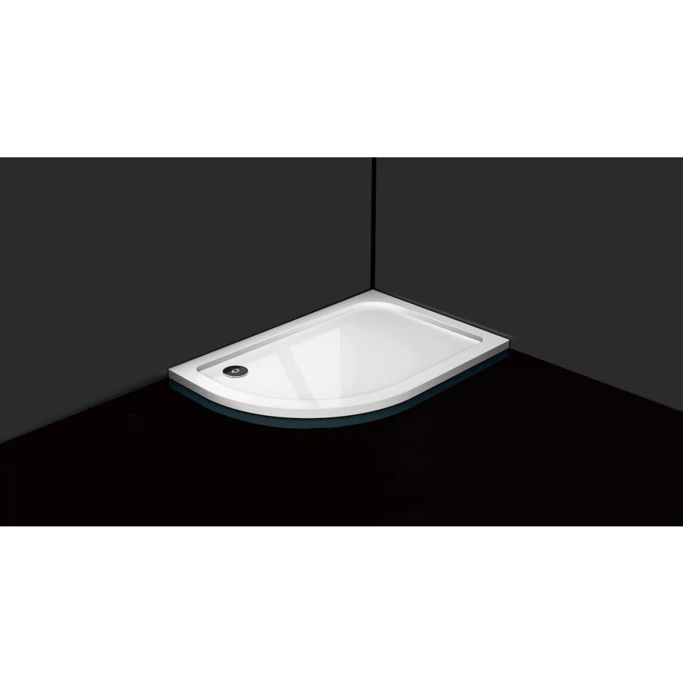 (1000 X 760mm LEFT) Quadrant White Stone Shower Tray For Shower Enclosure Slimline Heavy FREE WASTE