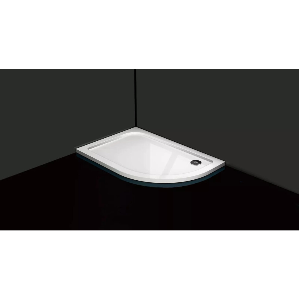 (1200 x 760mm RIGHT) Quadrant White Stone Shower Tray for shower Enclosure Slimline Heavy FREE WASTE