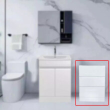 (Cabinet 890 with 3 drawer) Handleless Bathroom High Gloss White Wall Hung Vanity Unit Sink Cabinet Basin Storage Furniture Door Toilet