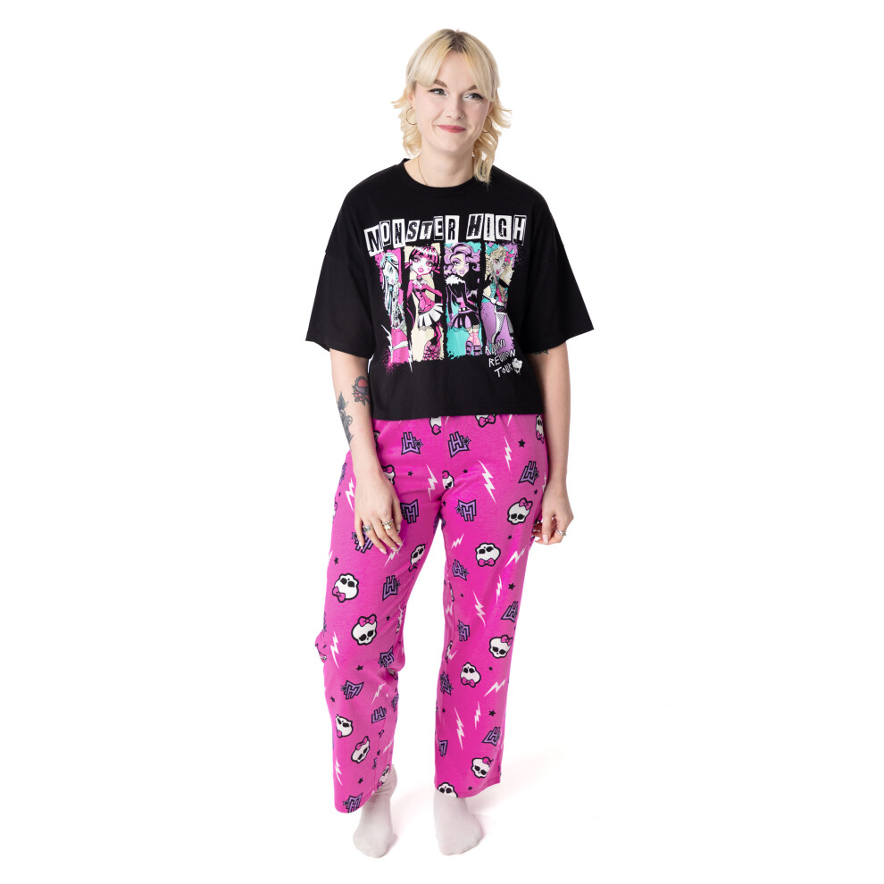 (XX-Large) Monster High Short Sleeve Long Leg Pyjama Set (Womens Black)