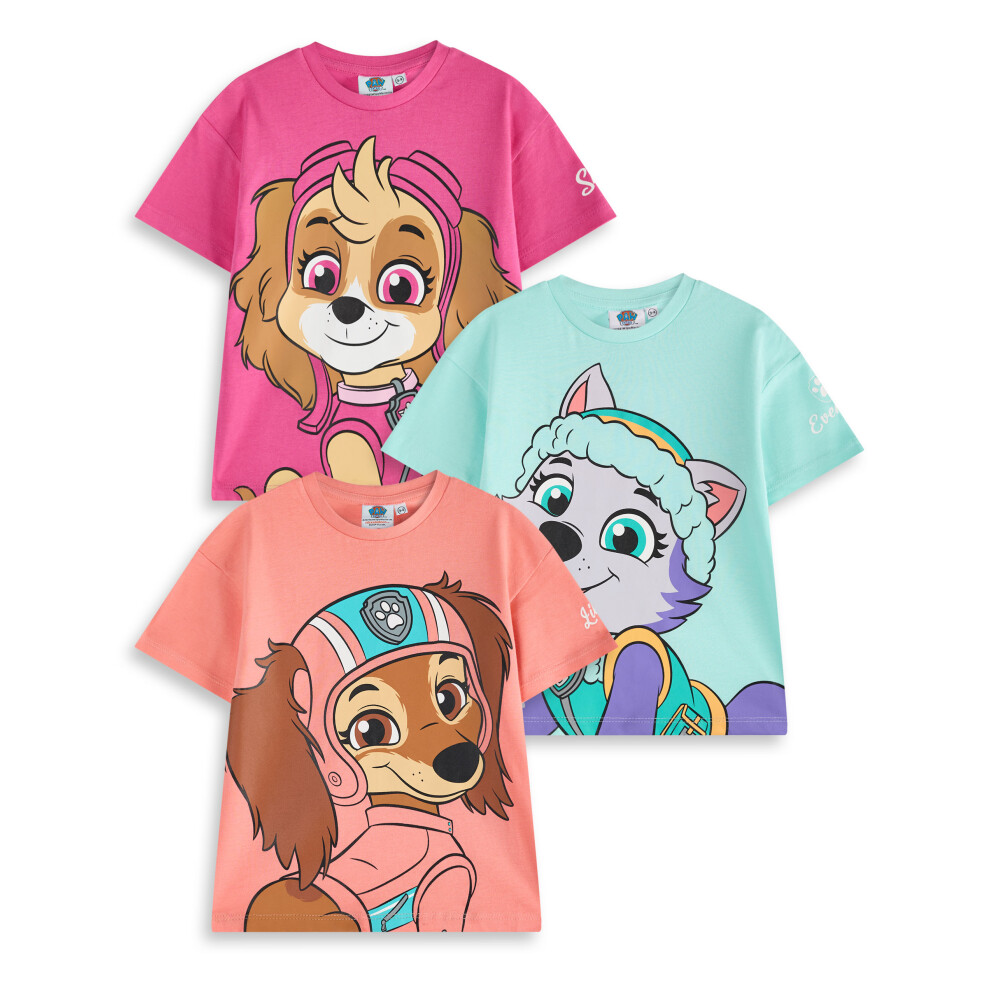 (4-5 Years) Paw Patrol Multi-Pack of 3 Short-Sleeved T-Shirts (Girls Multicoloured)