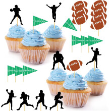 America Fotbal Cupcake Toppers Sports Decora?iuni pentru petreceri sportive 24 pcs superbo Rugby Cupcake Toppers pentru ziua de na?tere a baie?il