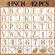DZXCYZ 10 cm Buchstaben Schablonen Zahlen Bastelschablonen, 42 Stück wiederverwendbare Kunststoff-Alphabet Vorlagen für Malerei