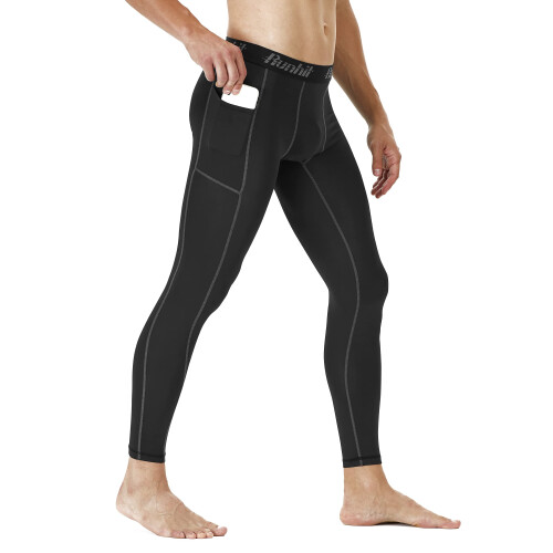 Runhit Compression Pants Men with Pocket 2 Pack Spandex Running Pants 2
