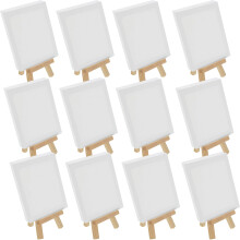 U.S. Art Supply 4" x 6" Gestretchte Canvas met 8" Hoge Kleine Houten Easel (12 Pack)