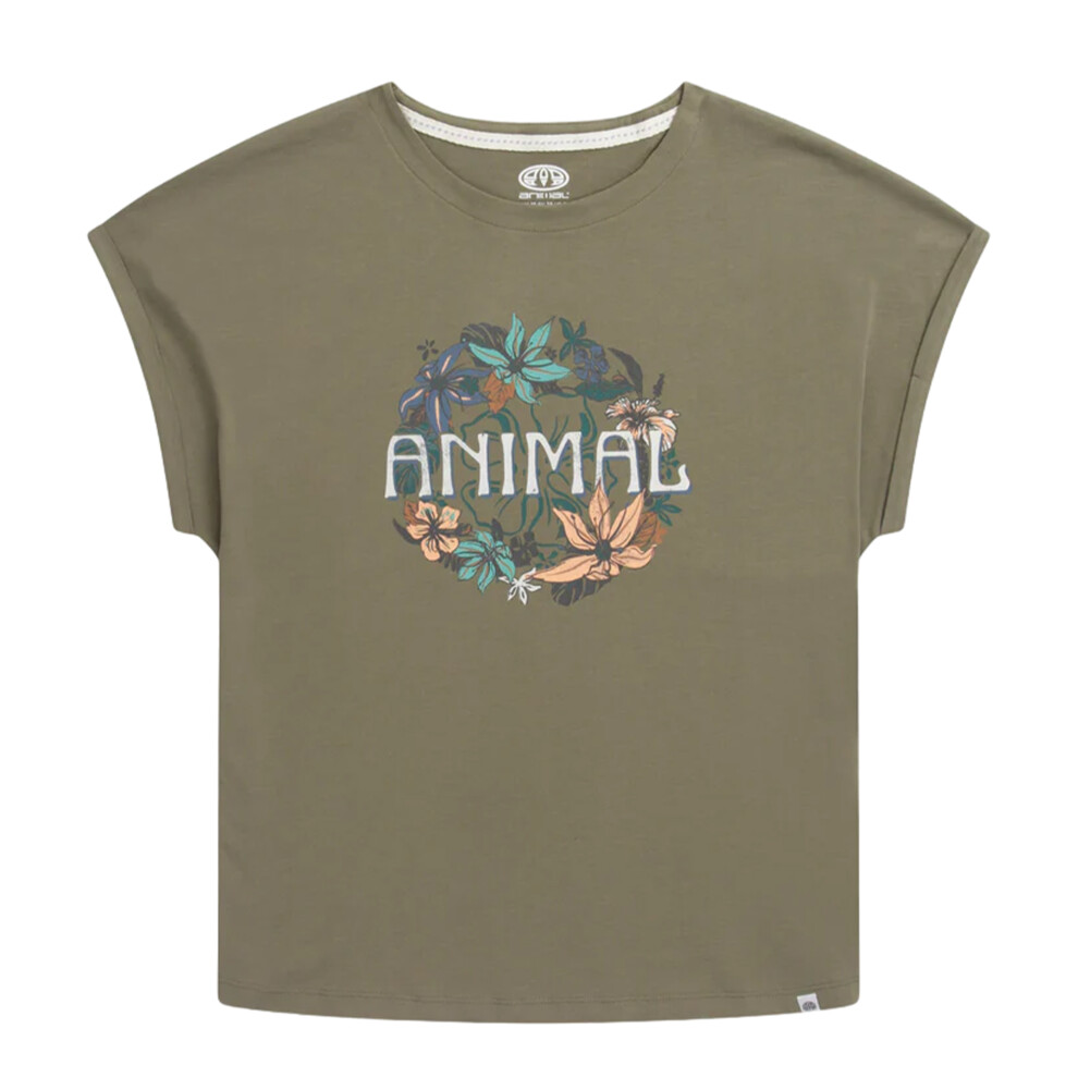 (6 UK, Khaki Green) Animal Womens/Ladies Holly Logo Organic T-Shirt