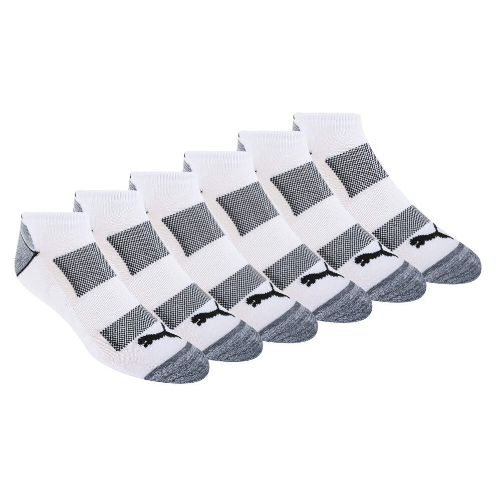 PUMA Mens 6 Pack Low Cut Socks  White Traditional  10-13