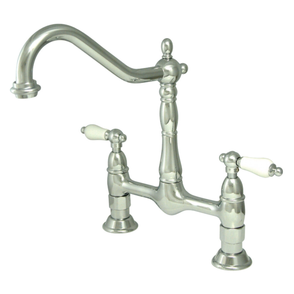 Kingston Brass KS1171PL Heritage Kitchen Bridge Faucet  Polished Chrom