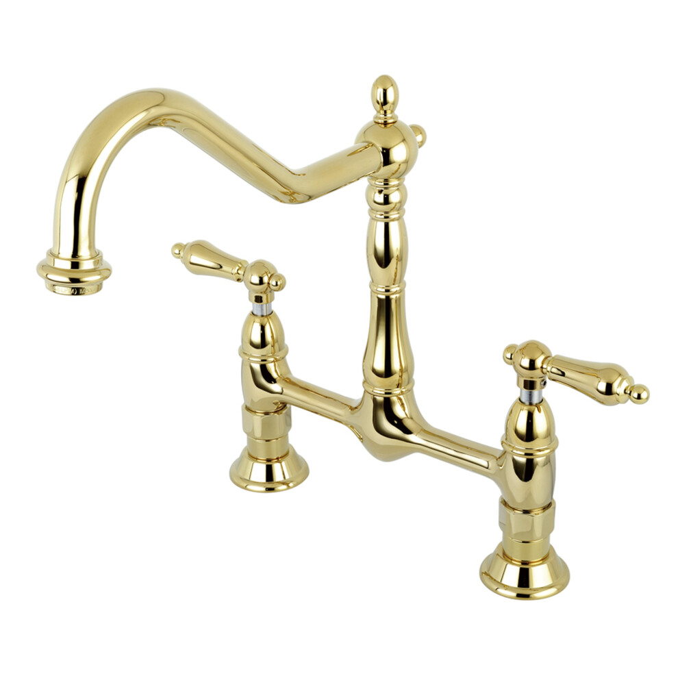 Kingston Brass KS1172AL Heritage Kitchen Bridge Faucet  Polished Brass