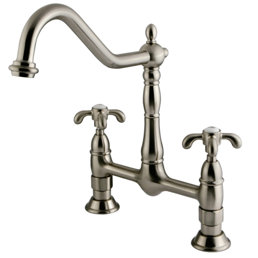 Kingston Brass KS1178TX Heritage Kitchen Bridge Faucet  Brushed Nickel