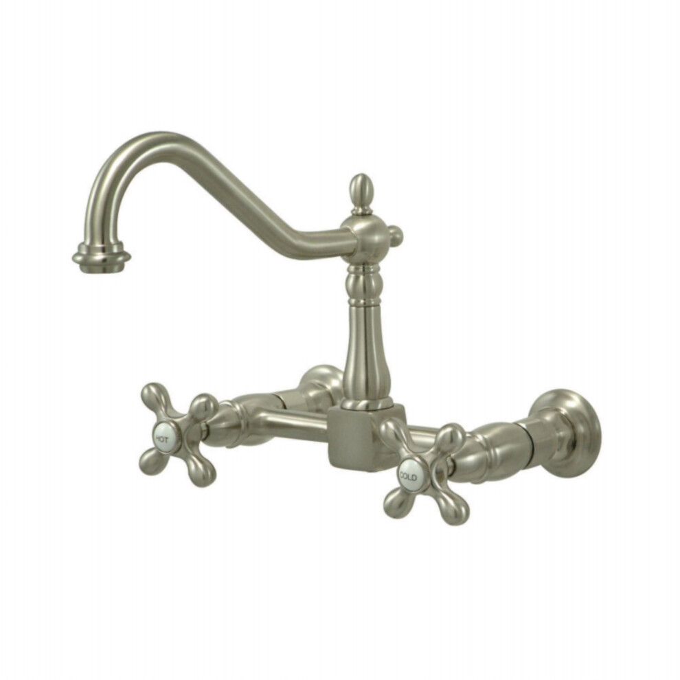Kingston Brass KS1248AX Heritage 8 in. Wall Mount Kitchen Faucet  Brus