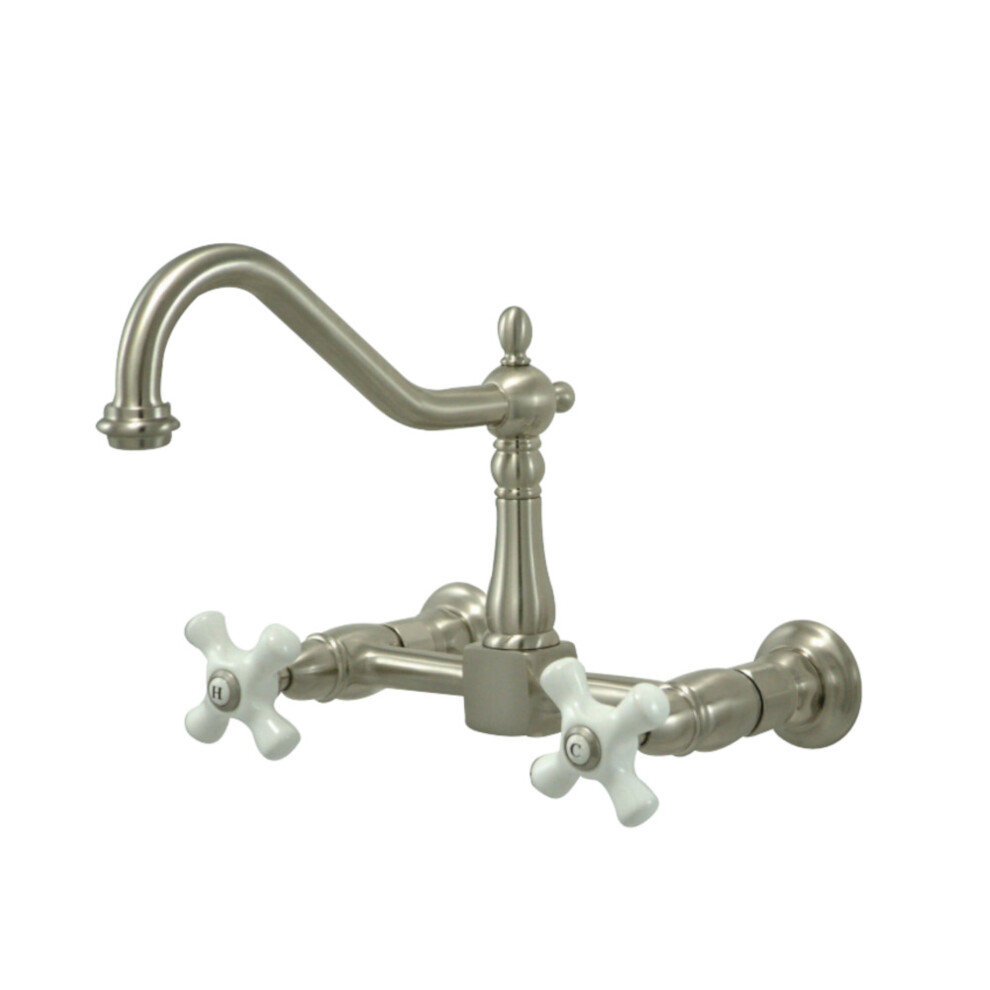 Kingston Brass KS1248PX Heritage 8 in. Wall Mount Kitchen Faucet  Brus
