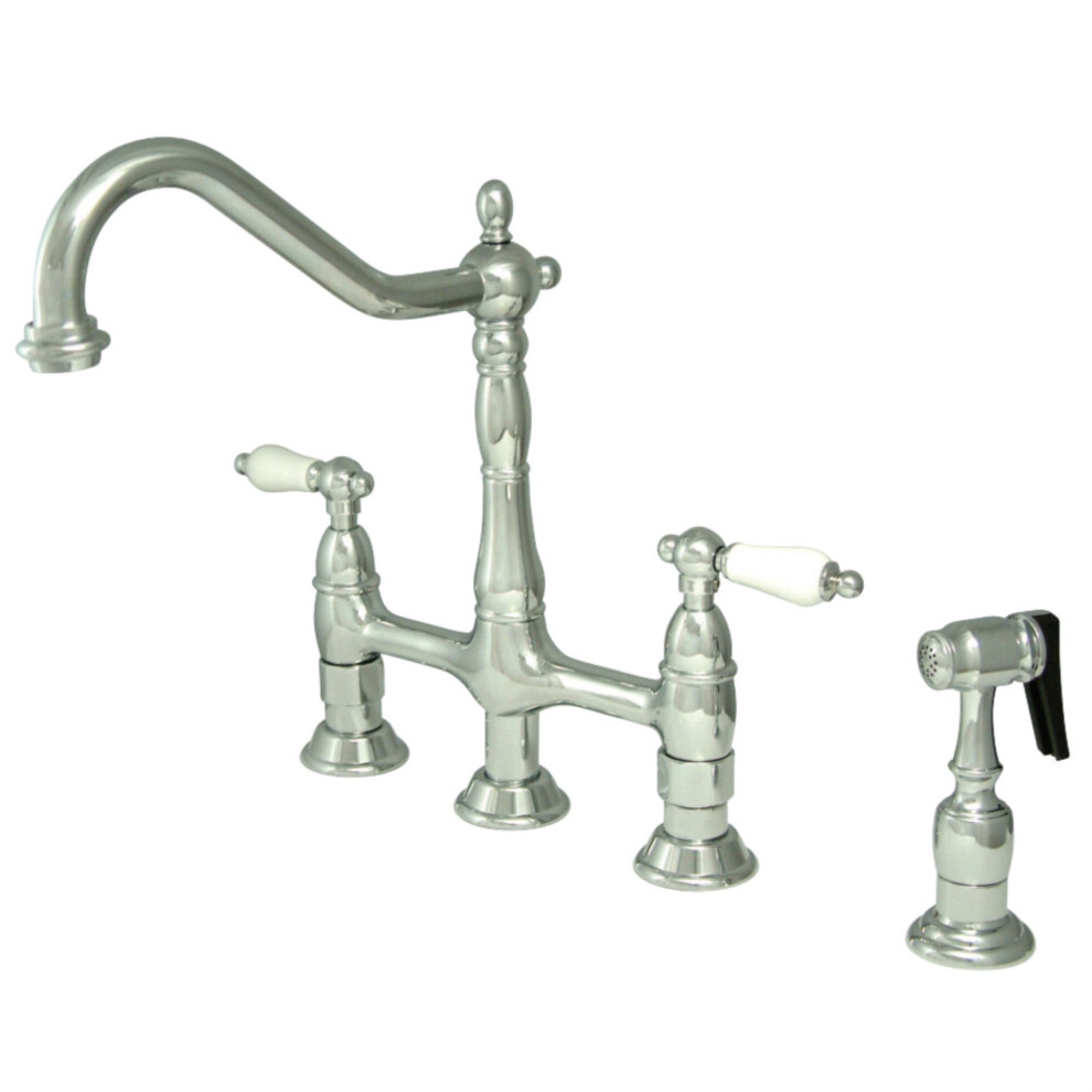 Kingston Brass KS1271PLBS Heritage 8 in. Bridge Kitchen Faucet with Br