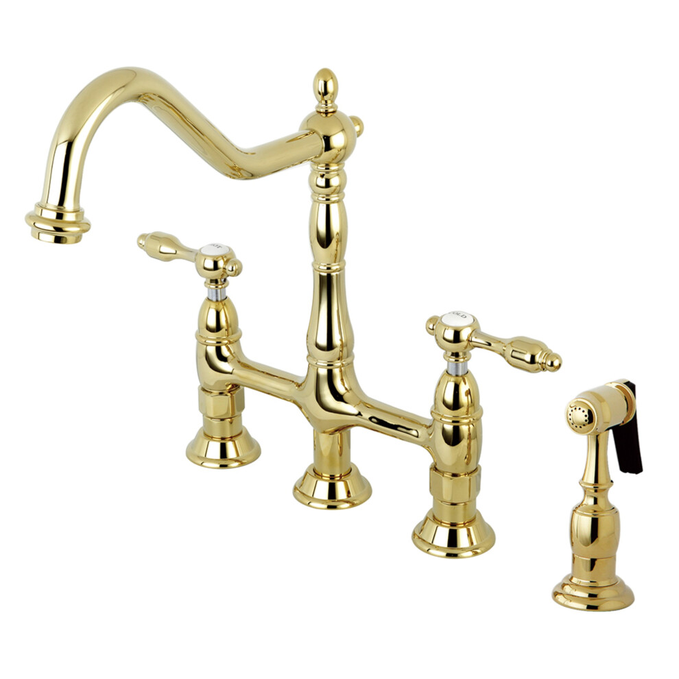 Kingston Brass KS1272TALBS Bridge Kitchen Faucet with Brass Sprayer  P