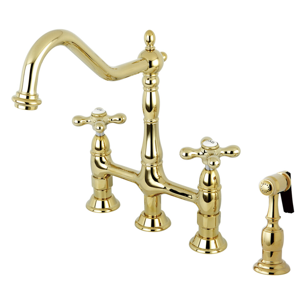 Kingston Brass KS1272AXBS Heritage 8 in. Bridge Kitchen Faucet with Br