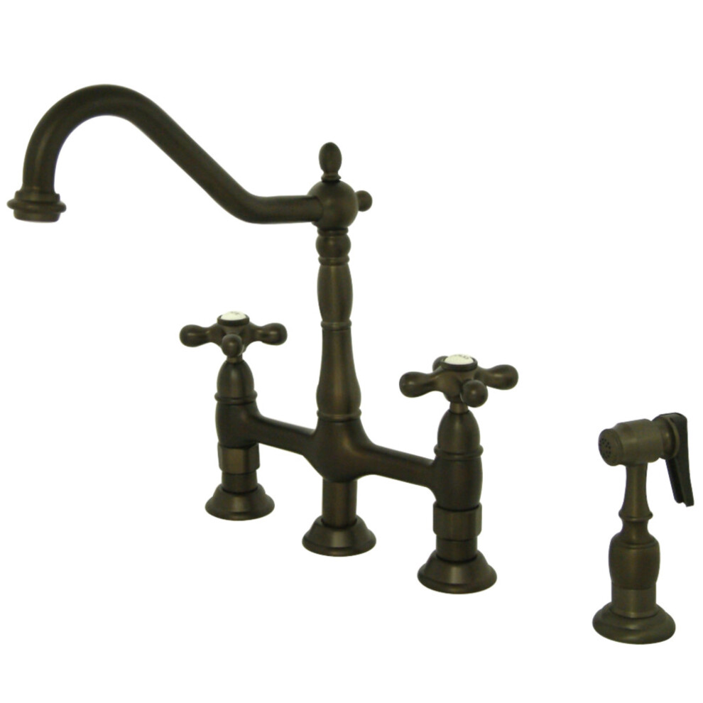 Kingston Brass KS1275AXBS Heritage 8 in. Bridge Kitchen Faucet with Br