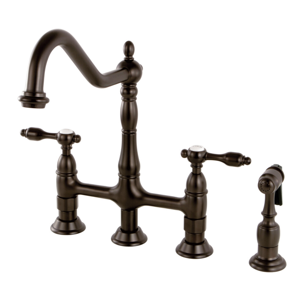Photos - Tap Hidden Part Kingston Brass KS1275TALBS Bridge Kitchen Faucet with Brass Sprayer O