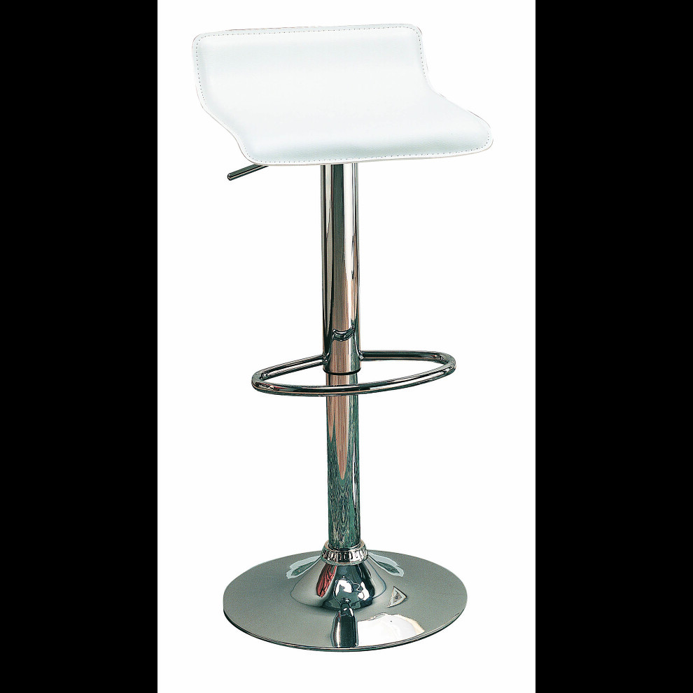 Contemporary White Adjustable Bar Stool