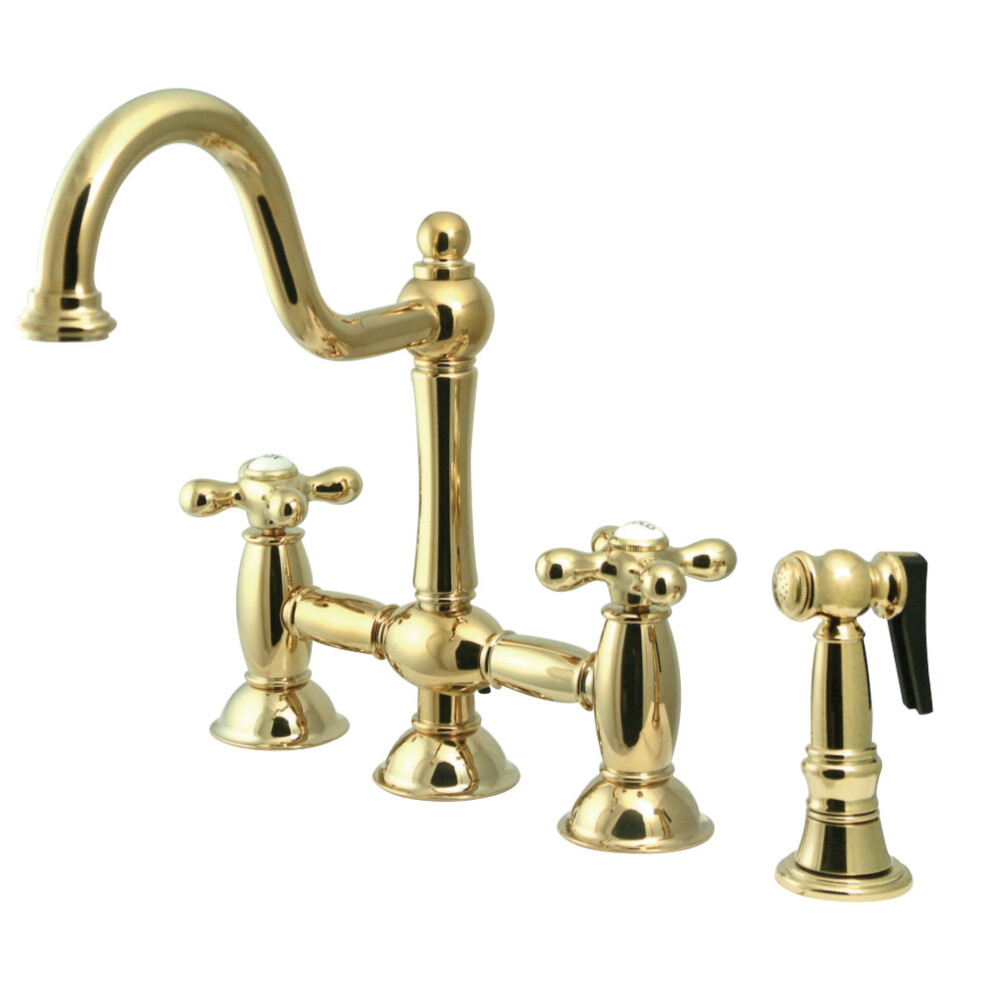Kingston Brass KS3792AXBS Restoration Kitchen Bridge Faucet with Brass