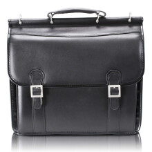 V Series | HALSTED | 15"""" Leather Double Compartment Laptop Briefcase