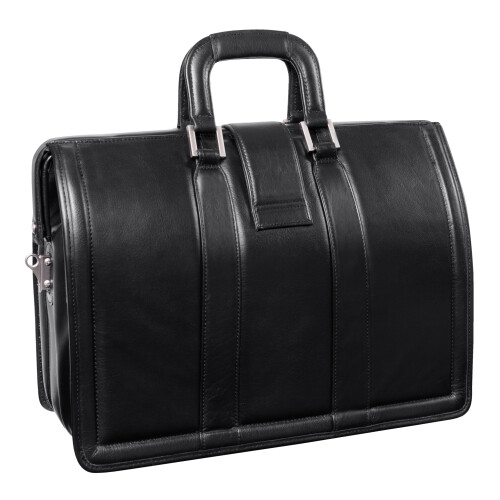 V Series | MORGAN | 17"""" Leather Litigator Laptop Briefcase - Black 1