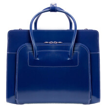 W Series | LAKE FOREST | 15"" Leather Laptop Briefcase - Navy