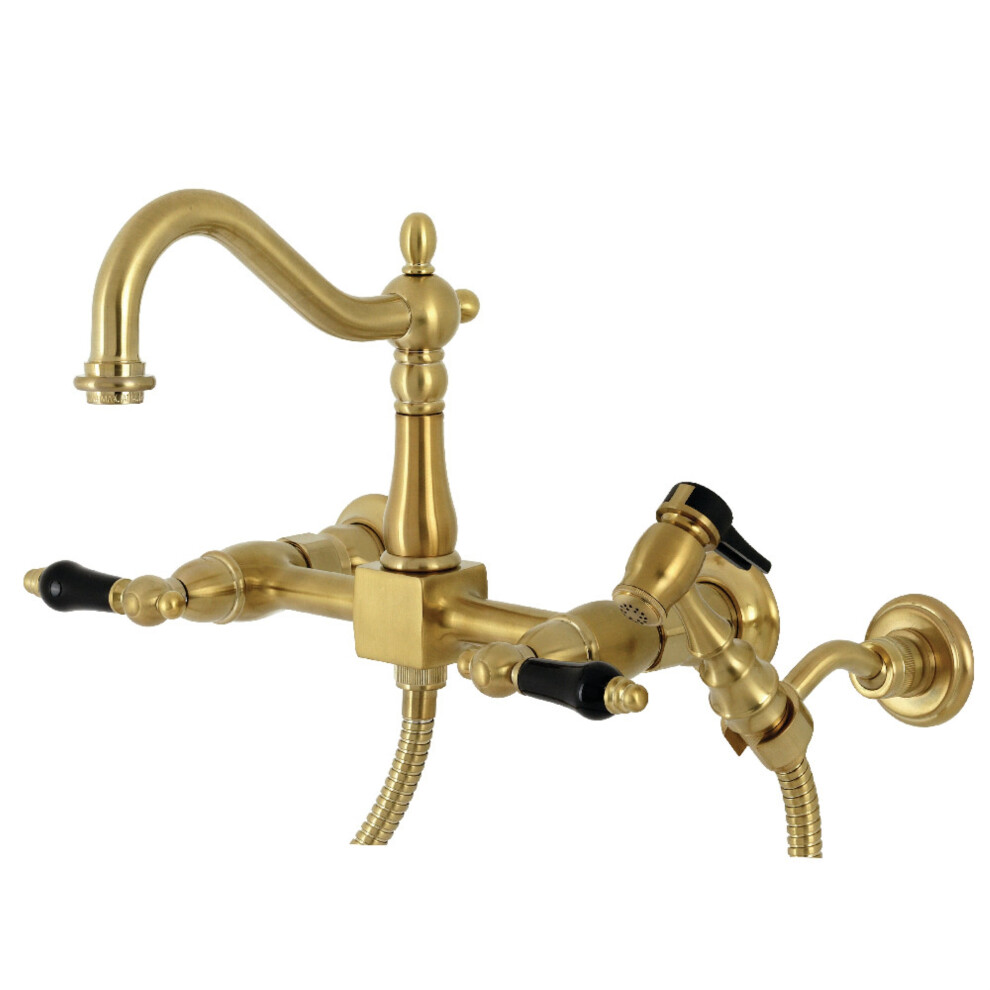 Kingston Brass KS1267PKLBS Duchess Wall Mount Bridge Kitchen Faucet wi
