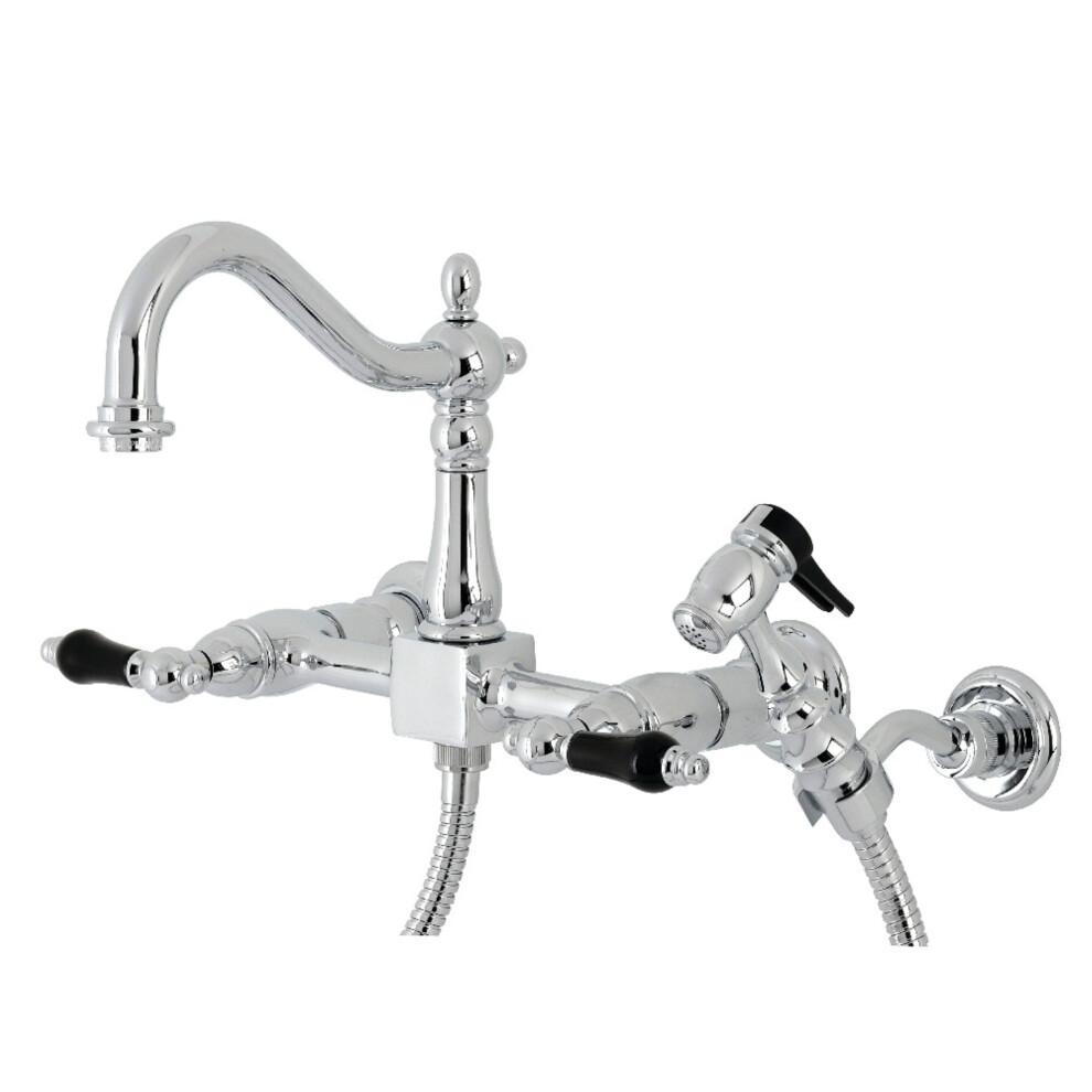 Kingston Brass KS1261PKLBS Duchess Wall Mount Bridge Kitchen Faucet wi