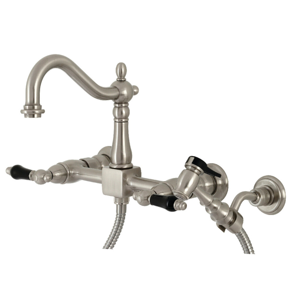 Kingston Brass KS1268PKLBS Duchess Wall Mount Bridge Kitchen Faucet wi