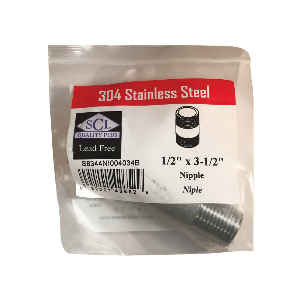 Nipple Ss 1/2"" X 3.5"" (Pack Of 1) 092201426529