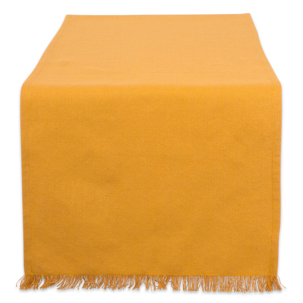 DII Solid Pumpkin Spice Heavyweight Fringed Table Runner-image-OPC-PFPFVRH-NEW