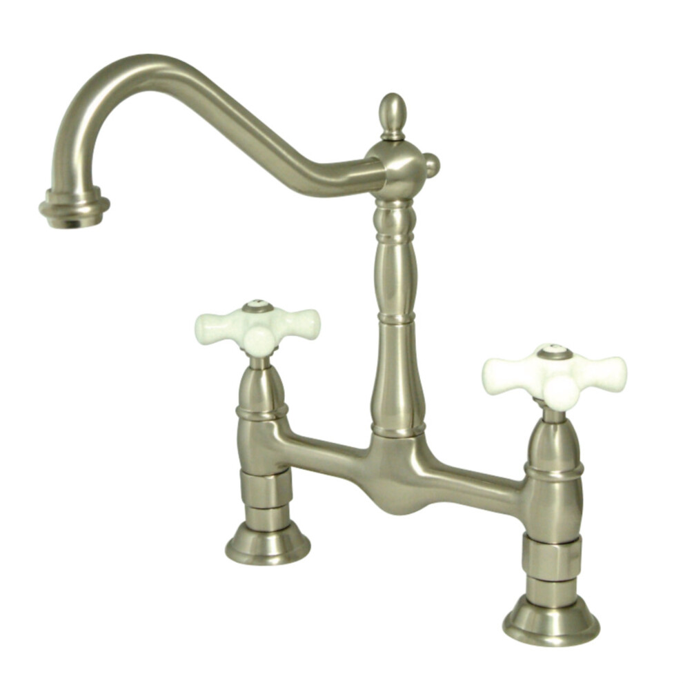 Photos - Tap Hidden Part Kingston Brass KS1178PX Heritage Kitchen Bridge Faucet Brushed Nickel B000J693DU 