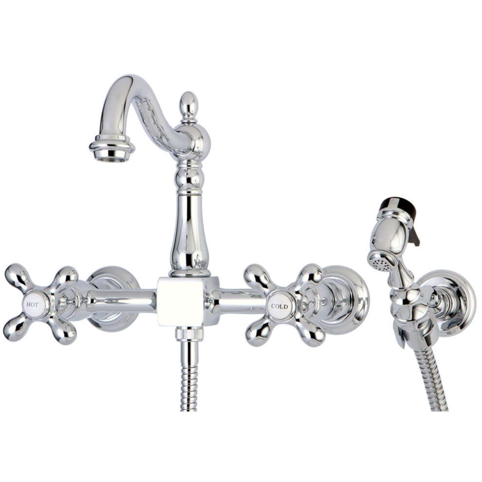 Photos - Tap Kingston Brass Heritage 8-Inch Centerset Wall Mount Kitchen Faucet wit B01GD06YV4 