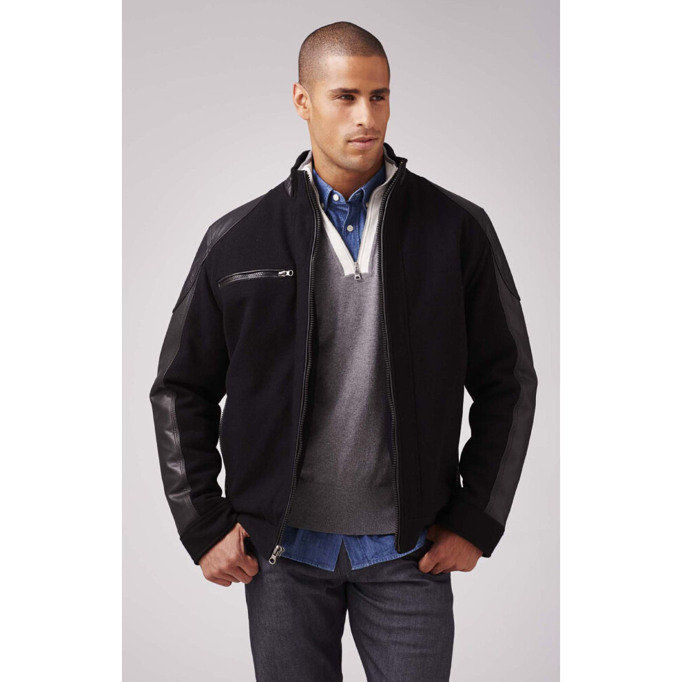 Veste De Course En Laine Et Cuir Noir 5800-4XL-image