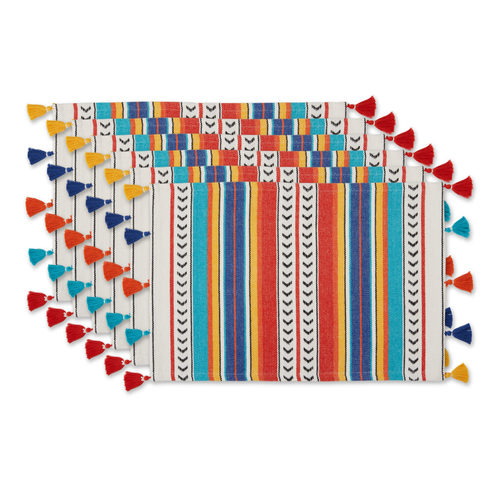 Ensemble de 6 sets de table     pompons     rayures Picante DII