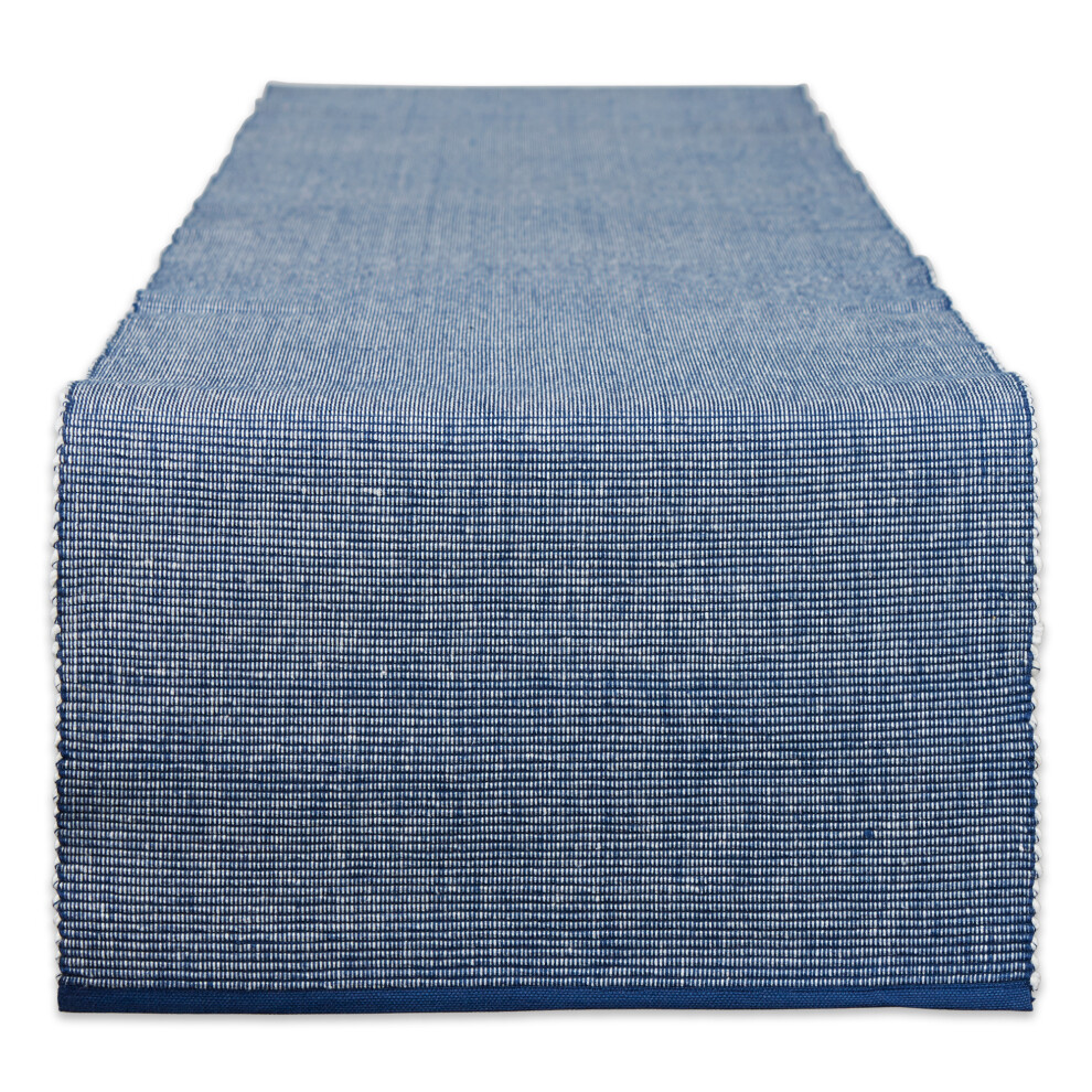 Chemin de table c   tel    bicolore bleu marine et blanc DII