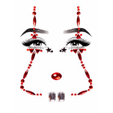 Clown zelfklevende gezichtssieraden sti - O/S / ROOD