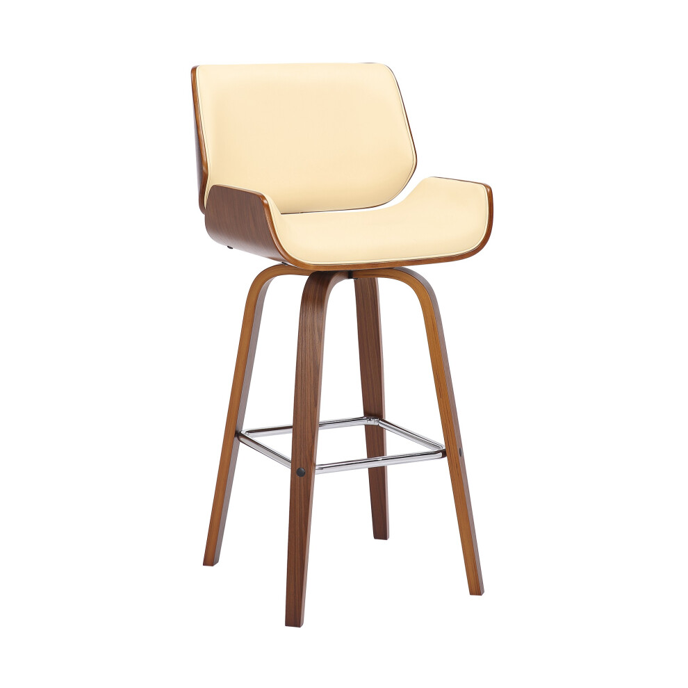 Tabouret de bar pivotant Tyler 26"""" en bois de noyer et similicuir cr   me Upho