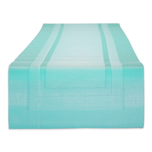 DII Aqua PVC Doubleframe Table Runner 14x72