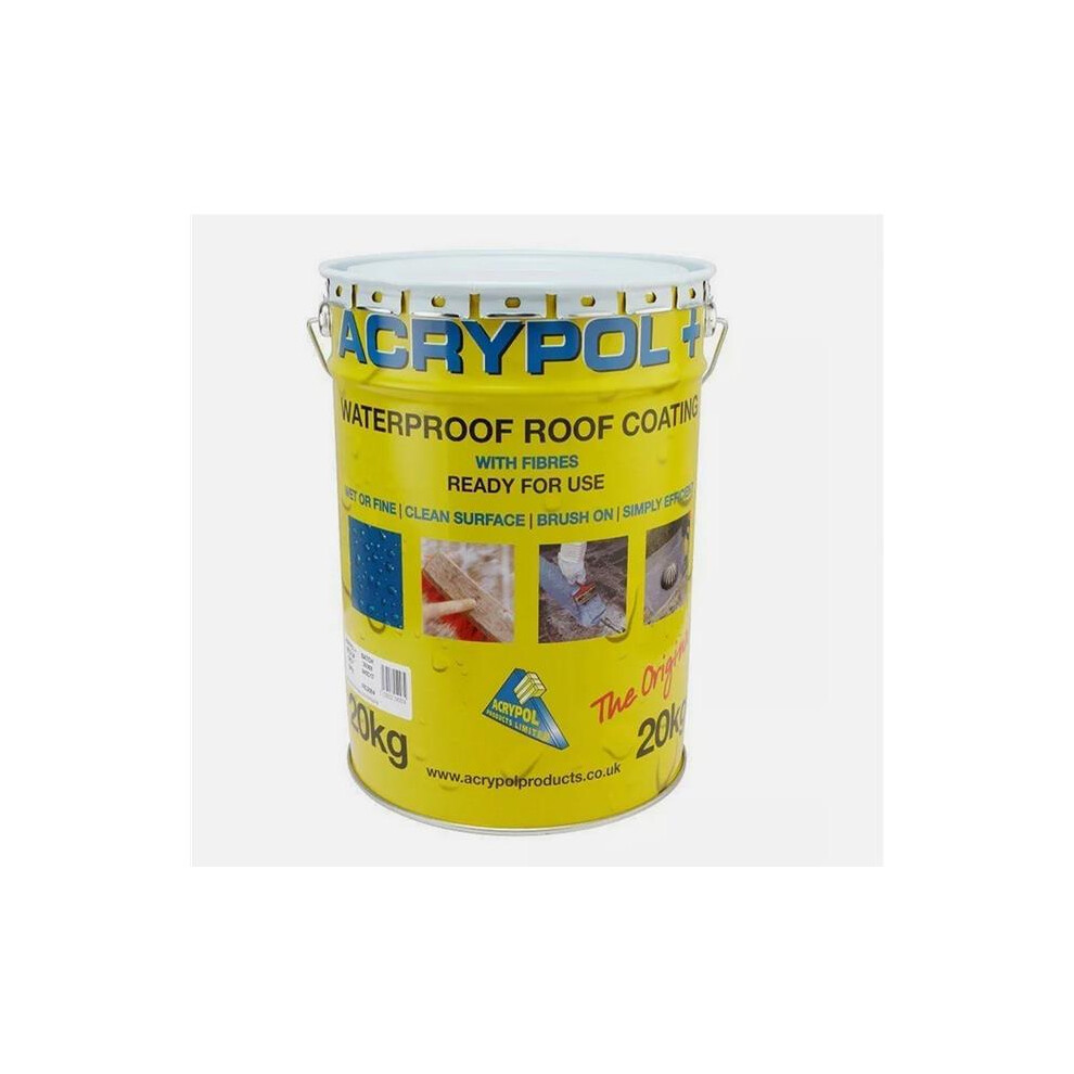 Acrypol Grey 20Kg Flat Waterproof Roof Coating With Fibres - All-Weather, Flexible & Crack-Bridging 5039053000618