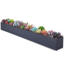 DR&Co Modern Grey Rectangle Planter Box, 16" Metal Planter Perfect for Succulent, Narrow Box for Table or Window Sill, Rectangular Stainless Steel Lon