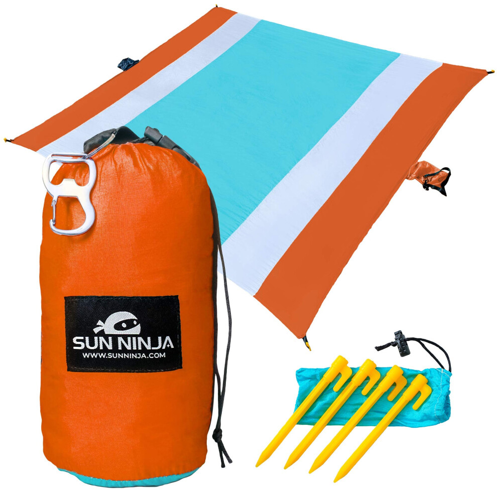 SUN NINJA Sand Free Beach Blanket - Outdoor Blanket  Beach Mat & Acces