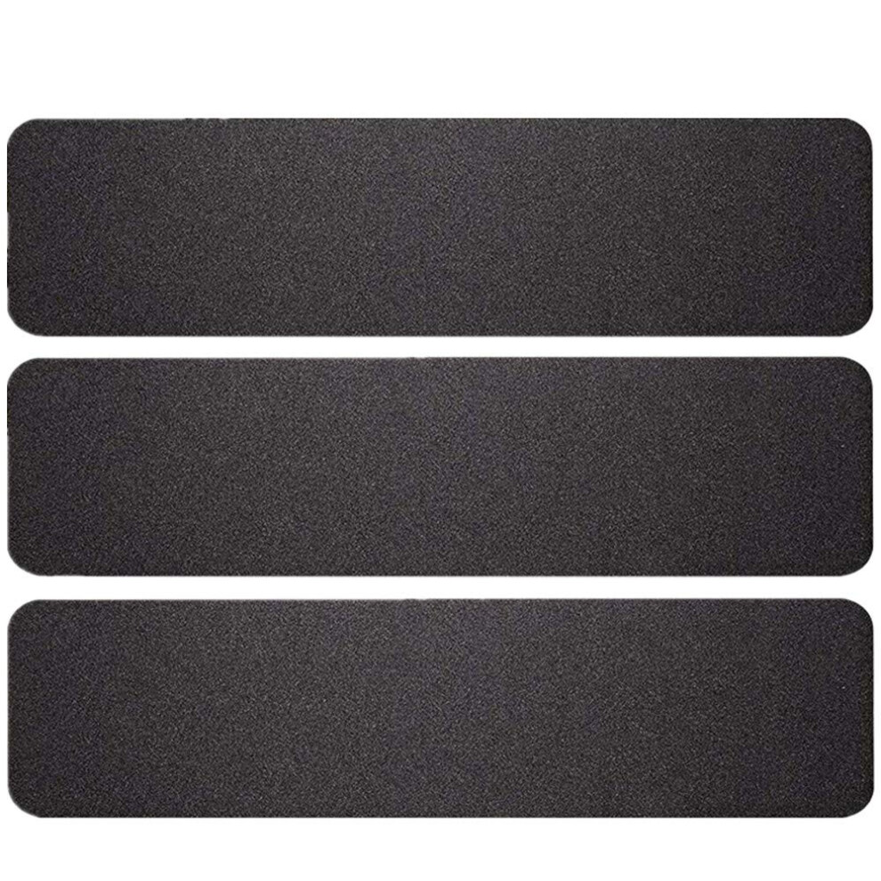 3 Pack Large 6 Inch x 24 Inch Non Slip Stair Treads Black High Tractio