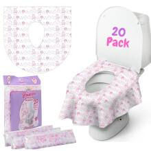Princess Wegwerptoiletbrilhoezen voor kinderen, 20 stuks XL, waterdicht en individueel verpakt, peutertoilethoezen, wegwerp voor op reis, potjes voor