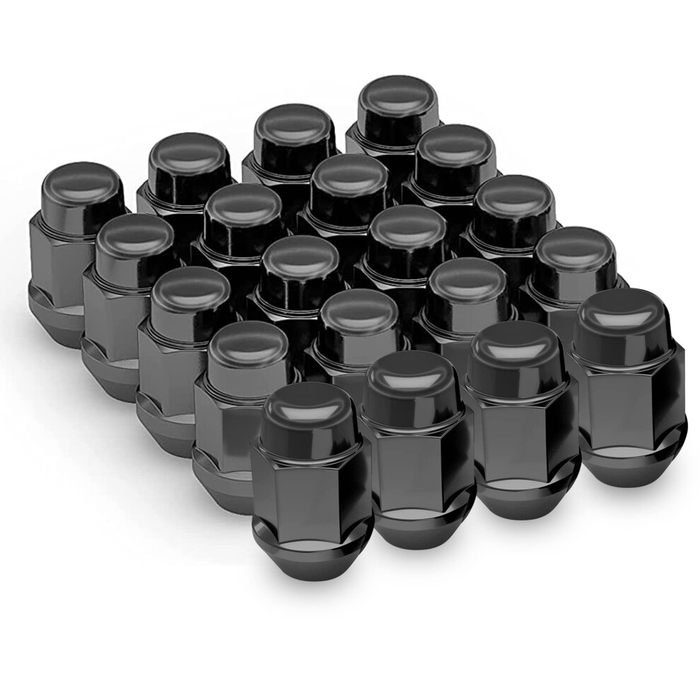 Richeer 20PCS 1.4 inch Black 12x1.5 Closed End Bulge Acorn Lug Nuts - Cone Seat - 19mm Hex Wheel Lug Nut for Accord Civic Element HR-V Escape Sierra-image-OPC-PFPGH6K-NEW
