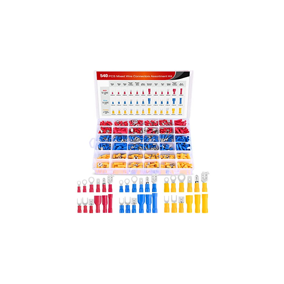 Nilight 540Pcs Mixed Quick Disconnect Electrical Insulated Butt Bullet 812227031954