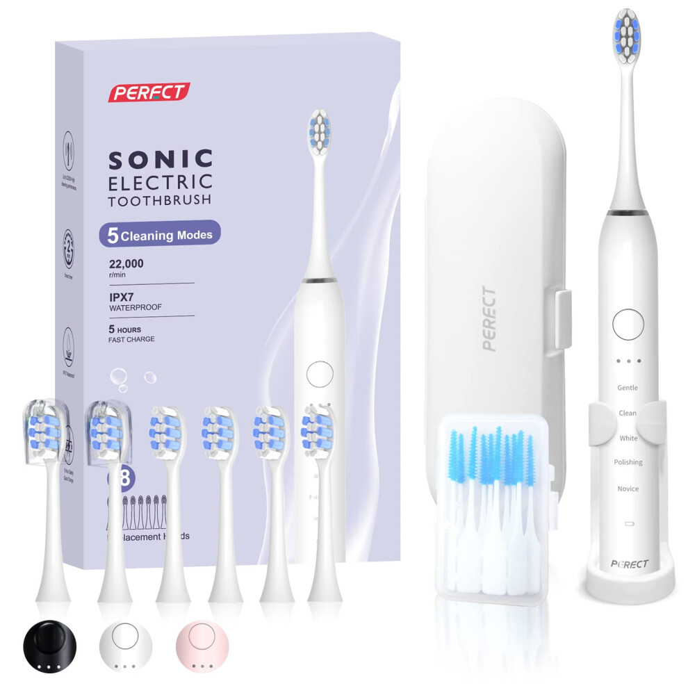 Perect Sonic Electric Toothbrush For Adults & Kids With 6 Brush Heads