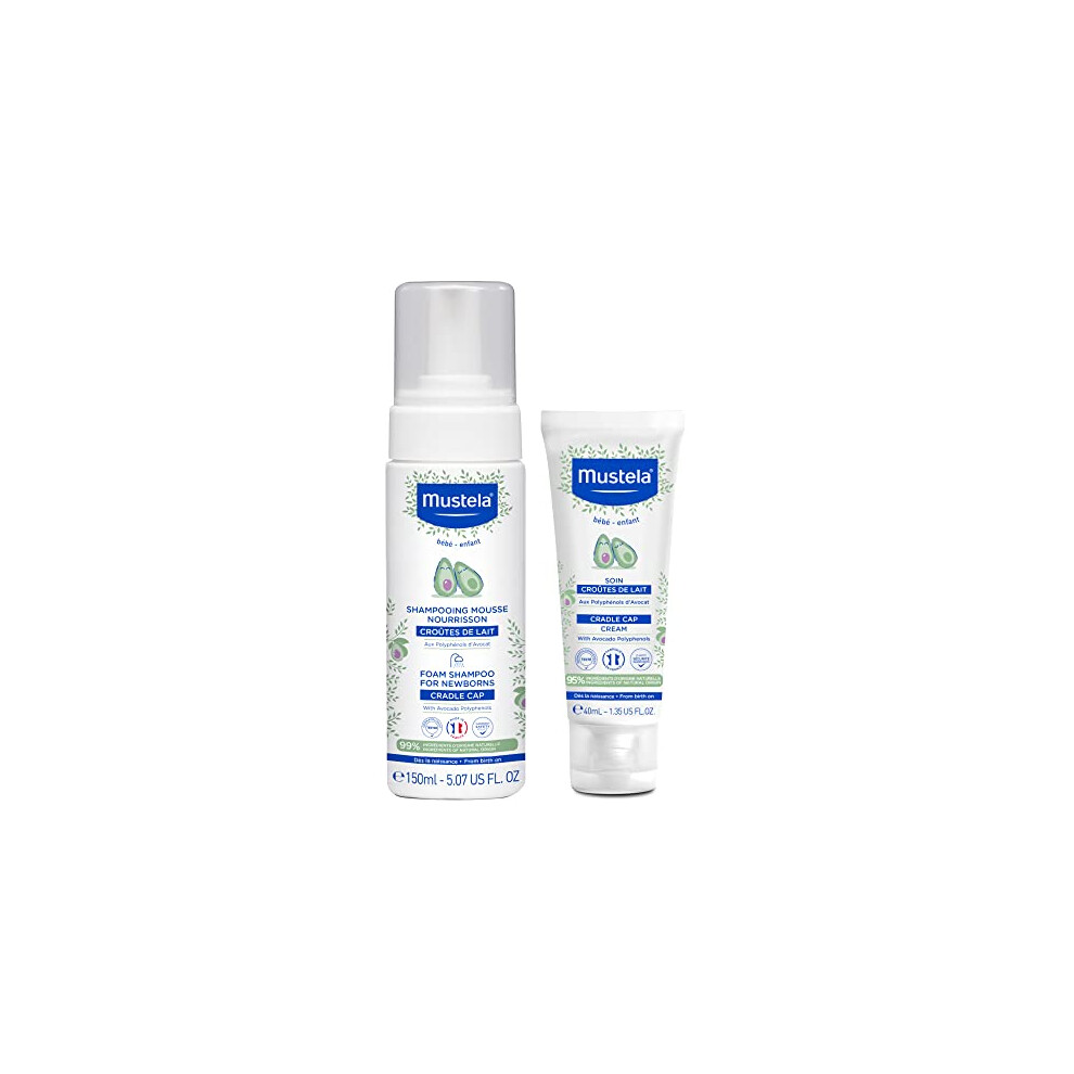 Mustela Baby Cradle Cap Bundle - Natural Baby Shampoo & Cradle Cap Cre