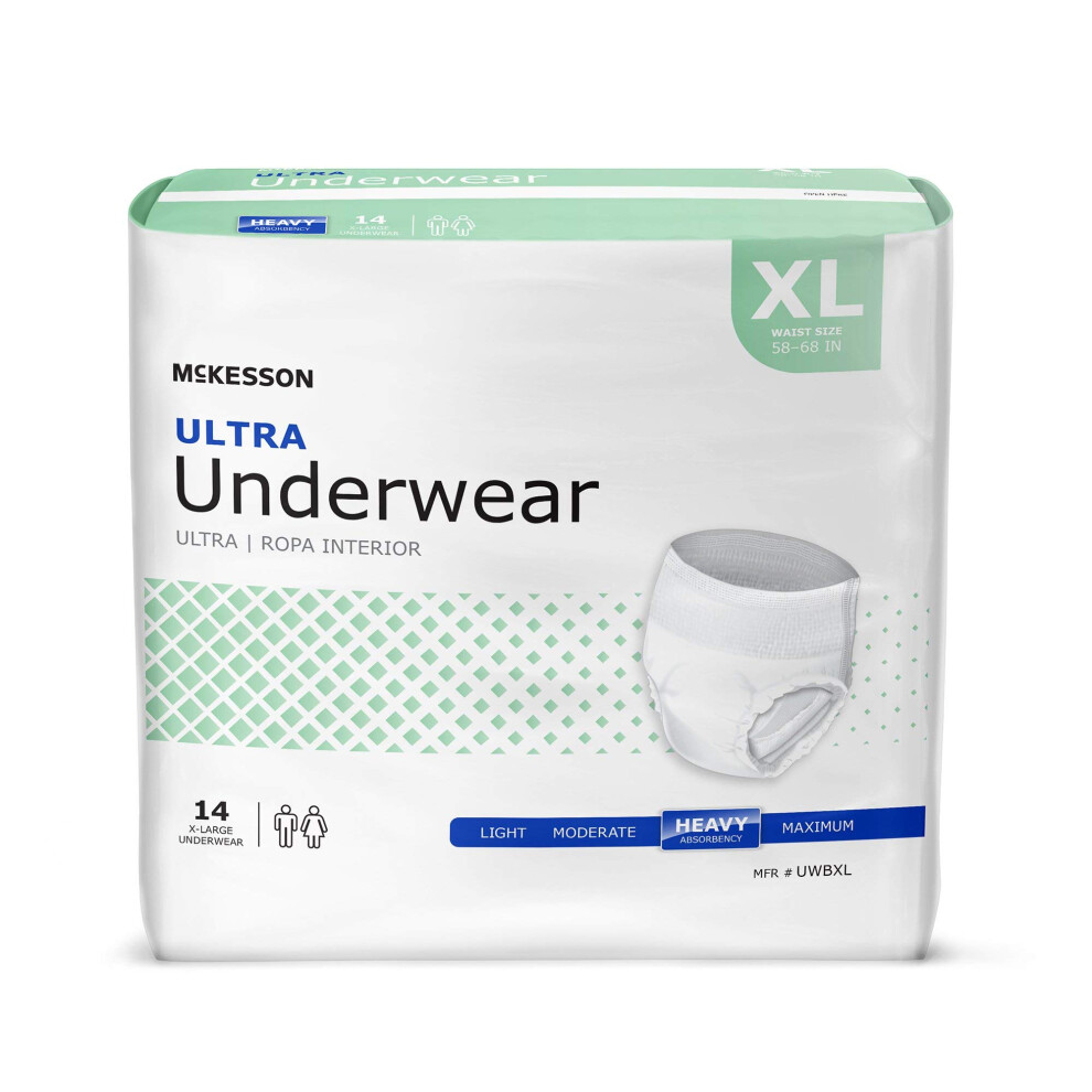 Mckesson Ultra Adult Incontinence Underwear [56 Count] Heavy Absorbency Xl 58-68 In. Unisex Bladder Leak Protection Pull-On Style With Tear-Away